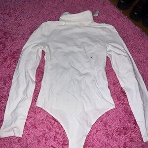 American Eagle Outfitters Cream Turtleneck Bodysuit